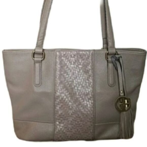 Giani Bernini Bag Shoulder Tote Leather Satchel Handbag GRAY WOMEN'S WOMAN'S - Picture 2 of 15